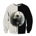 Wolf Yin and Yang 3D All Over Printed Unisex Deluxe Hoodie ML