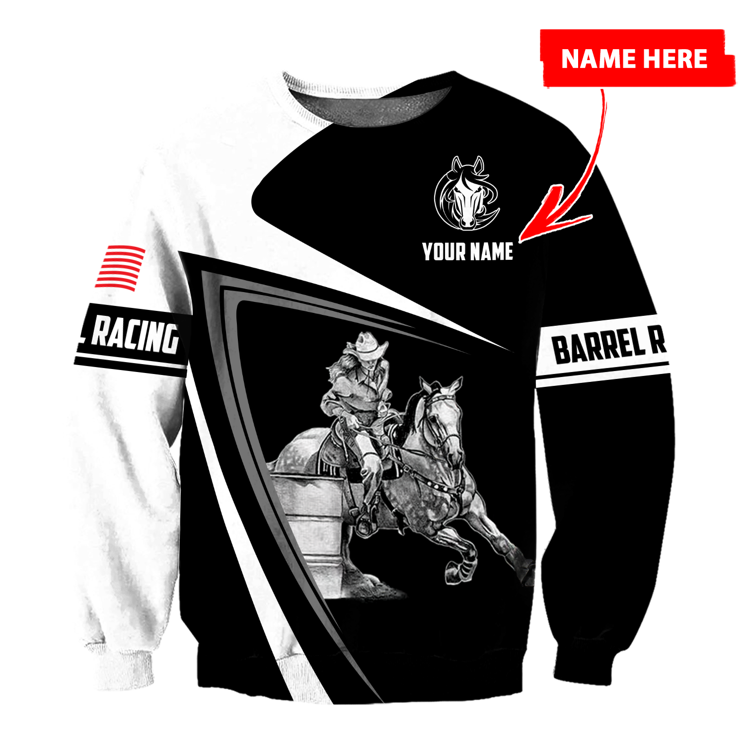 Personalized Barrel Racing 3D All Over Printed Hoodie