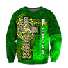 Premium Unisex Hoodie Custom Name Irish St.Patrick  Celtic Cross And The Irish Harp ML