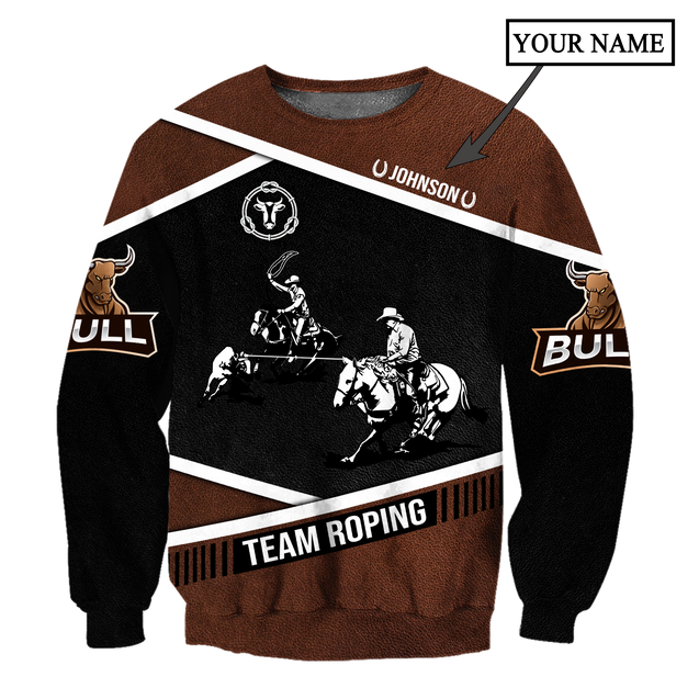 Personalized Name Bull Riding 3D All Over Printed Unisex Shirts Black Team Roping