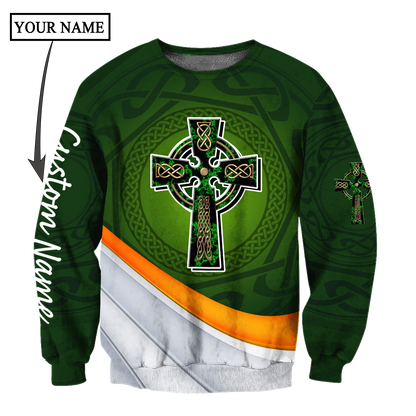 Irish St.Patrick Cross 3d hoodie shirt for men and women custom name