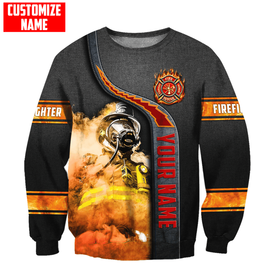 Customize Name Firefighter3D All Over Printed Combo Sweater + Sweatpant