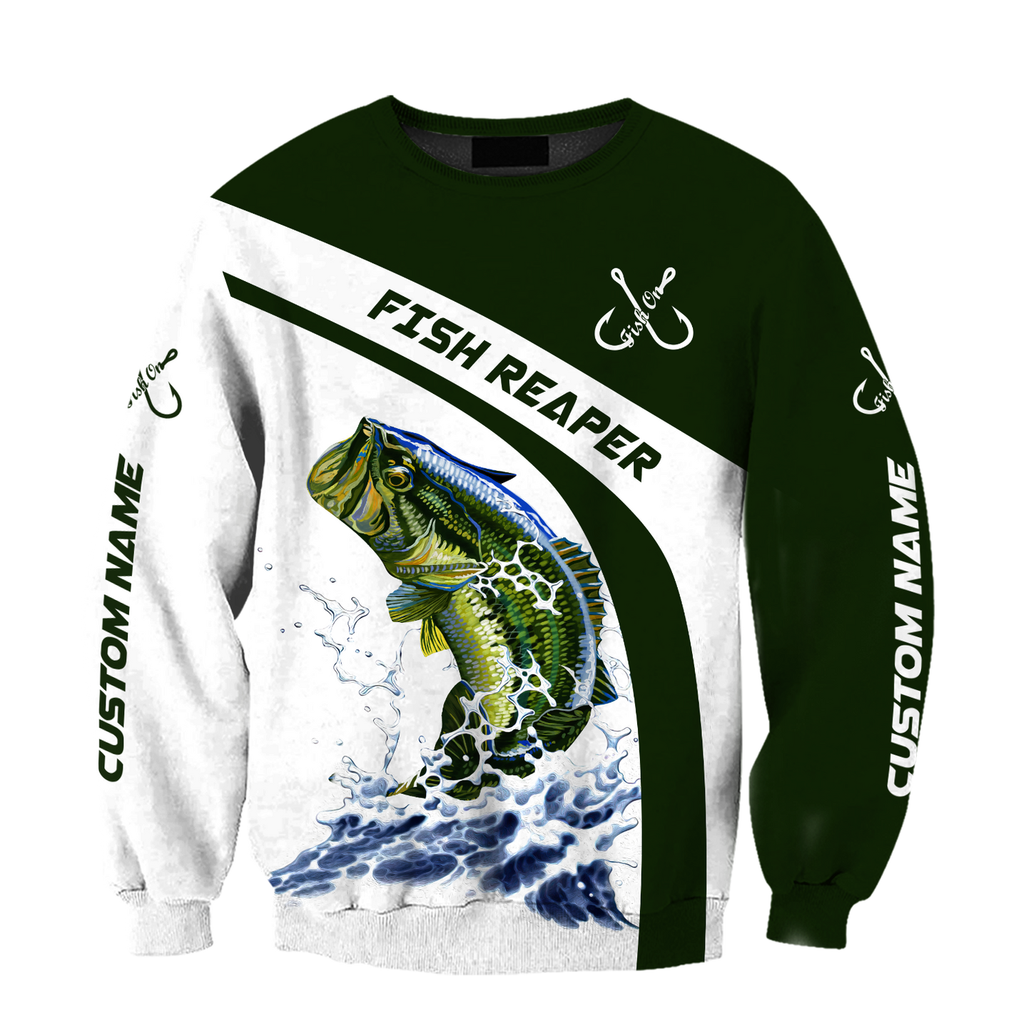 Custom name Bass fishing design 3d print shirts