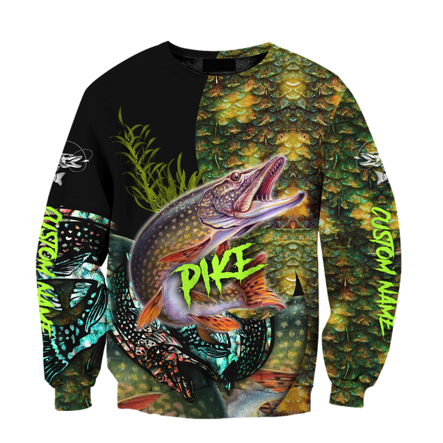 Custom name Northern Pike Fishing on skin 3D Design print shirts