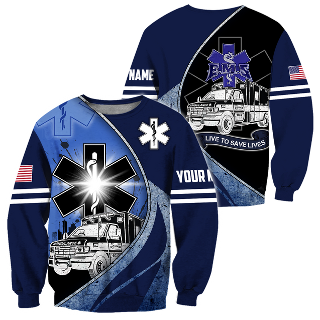 Premium Customized Name n Flag 3D All Over Printed Unisex Shirts For EMS Worker