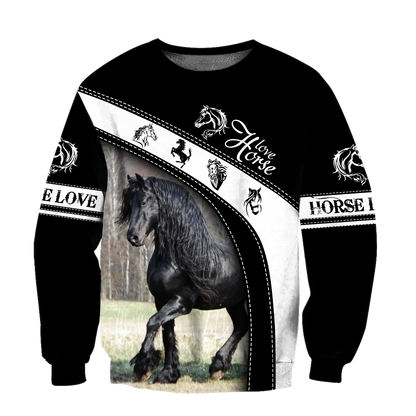 Black Horse 3D All Over Printed Shirts PD19022101
