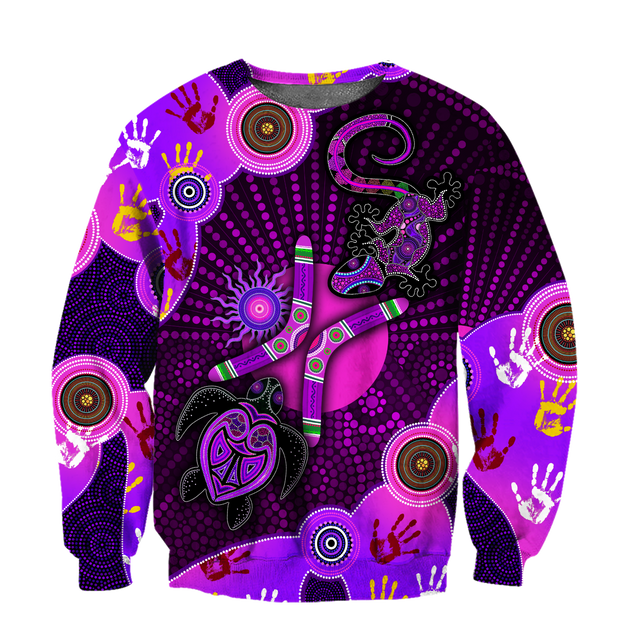 Aboriginal Naidoc Week 2021 Purple Turtle Lizard Sun 3D print shirts