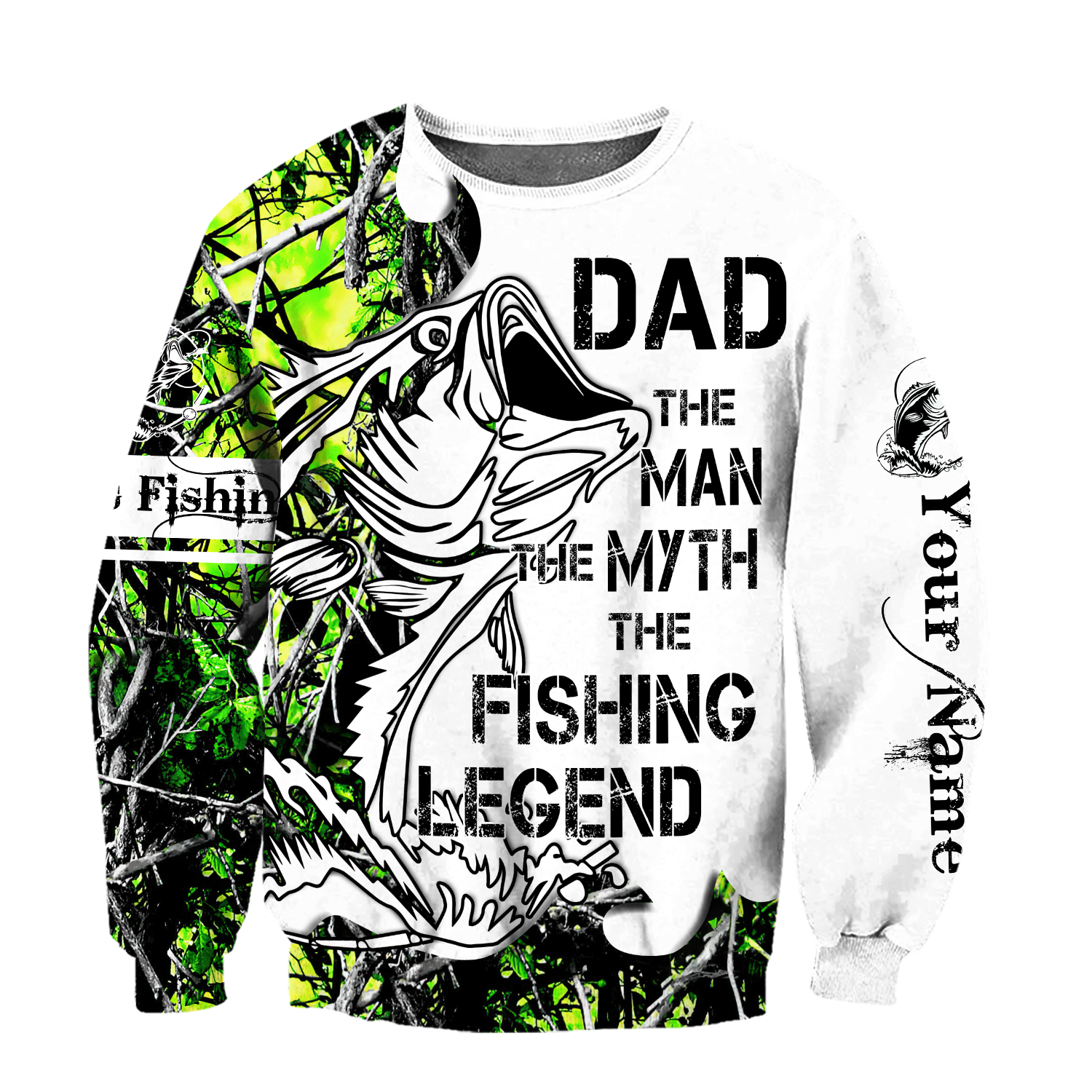 Custom name Dad Bass fishing Tattoo 3D print shirts