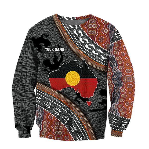 Custom name Aboriginal dots Zip pattern 3D design printed shirts