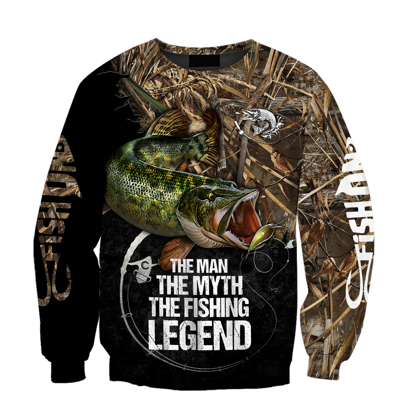 Northern Pike fishing legend muddy camo design 3d print shirts