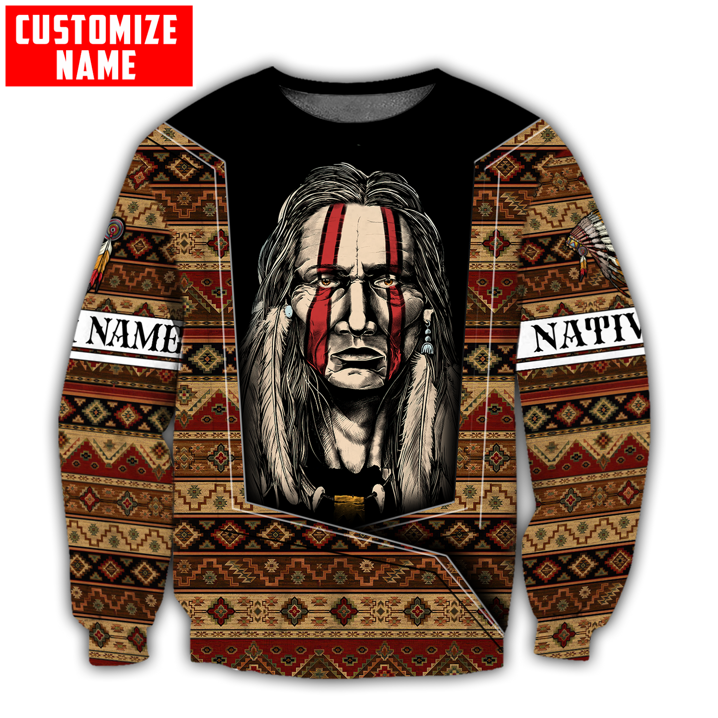 Customized Name Native American 3D All Over Printed Unisex Shirts