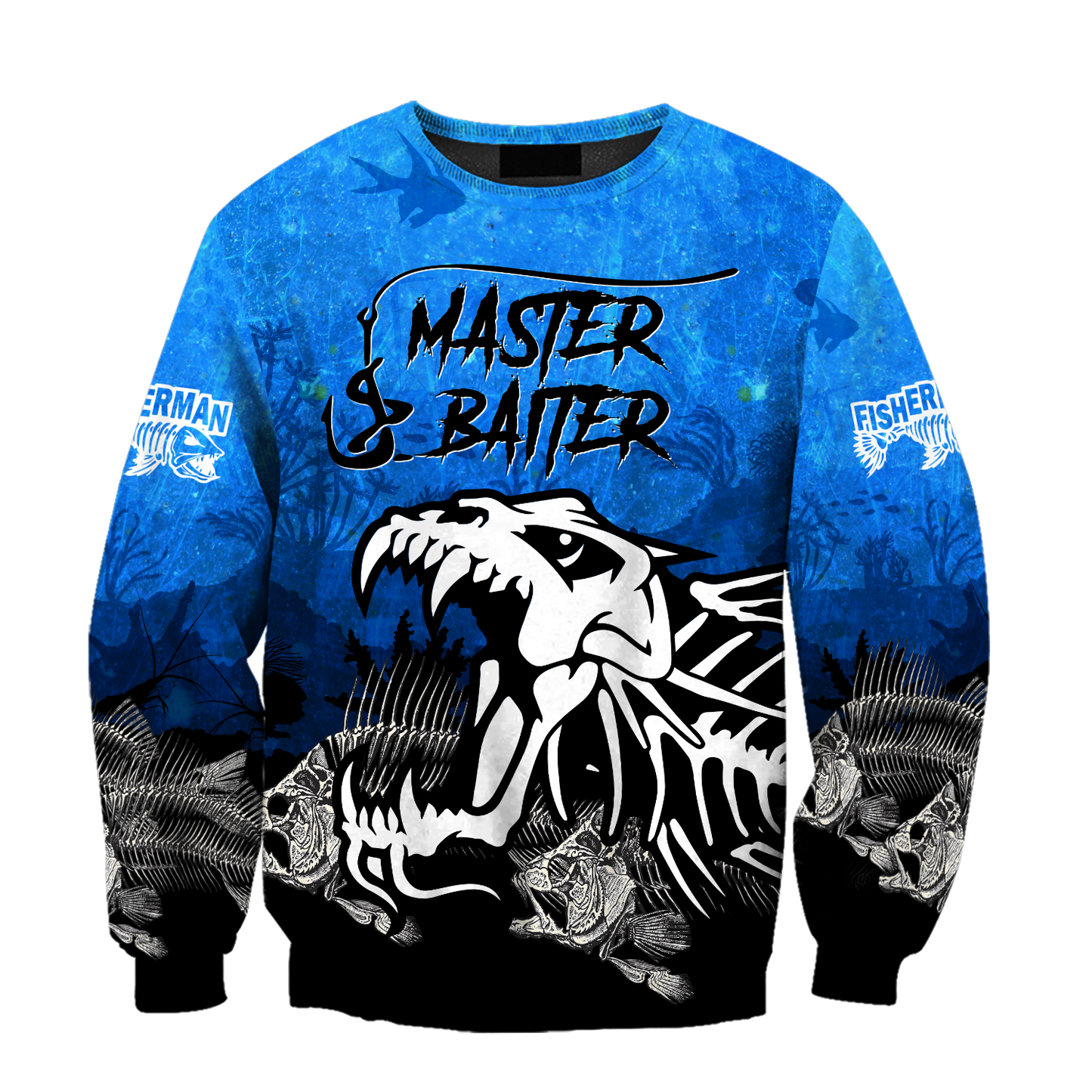 Master Baiter fishing custom name blue design 3d print shirts
