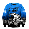 Master Baiter fishing custom name blue design 3d print shirts