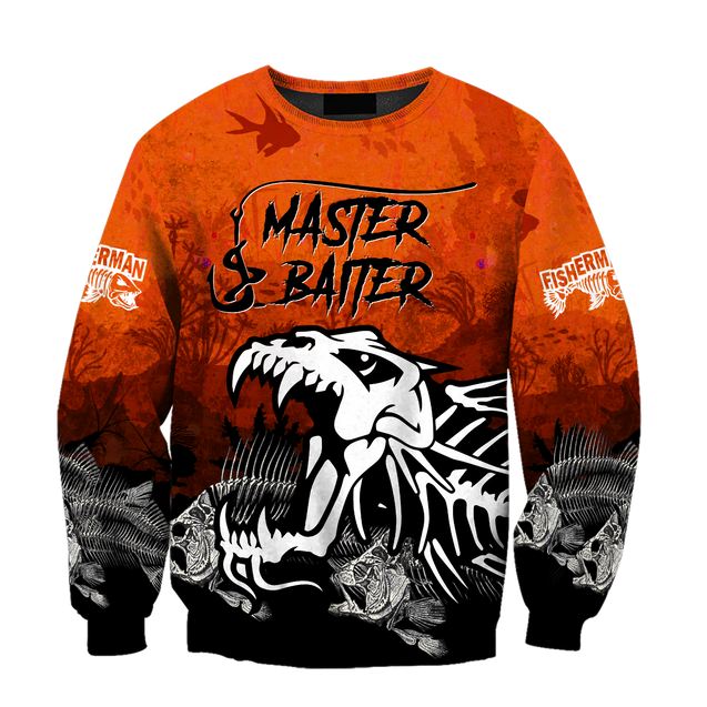 Master Baiter fishing custom name orange design 3d print shirts