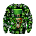 3D All Over Printed Irish Skull St Patrick Day Unisex Shirts XT