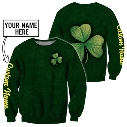 Irish shamrock St.Patrick day 3d hoodie shirt for men and women custom name