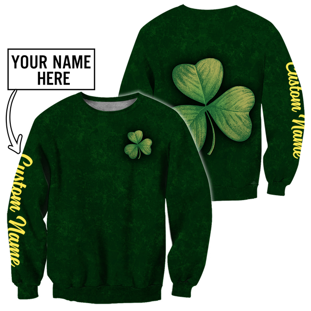 Irish shamrock St.Patrick day 3d hoodie shirt for men and women custom name