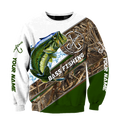 Custom name Bass Fishing camo 3D print shirts