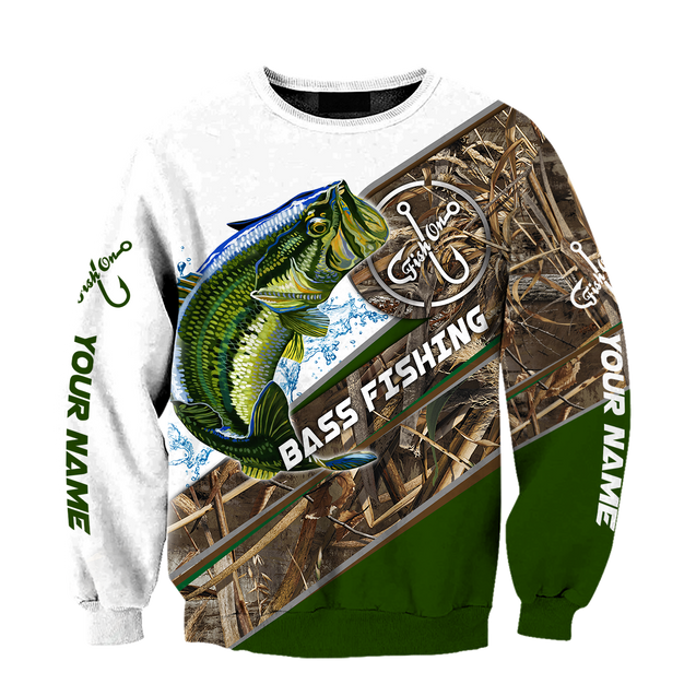 Custom name Bass Fishing camo 3D print shirts