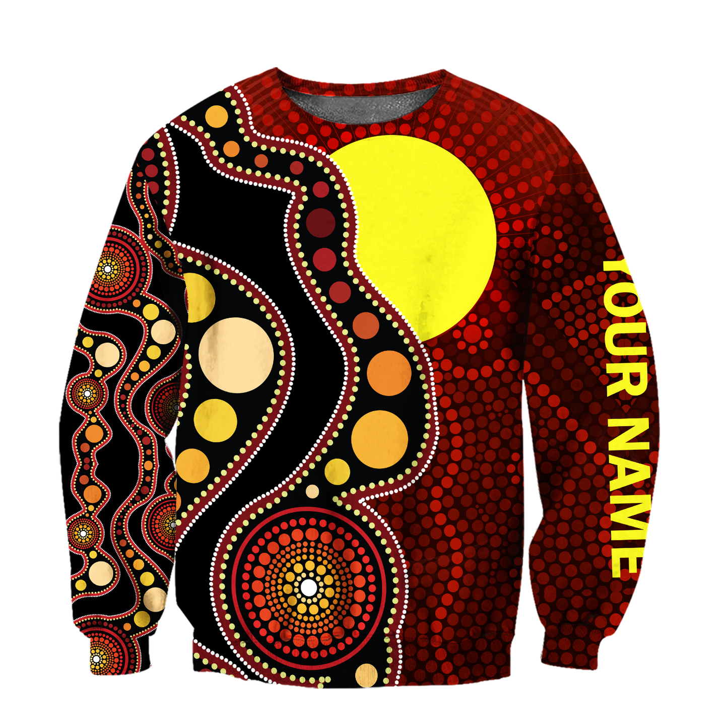 Custom name Aboriginal Flag Circle Dot Painting Art 3D design shirts