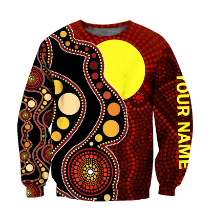 Custom name Aboriginal Flag Circle Dot Painting Art 3D design shirts