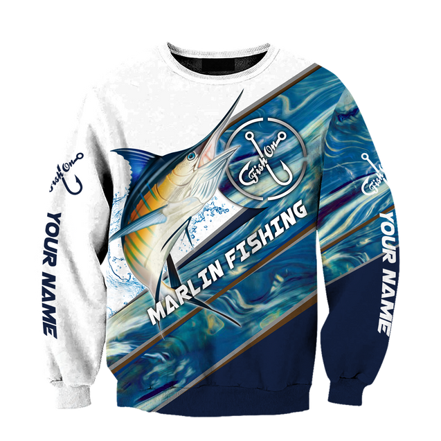 Custom name Marlin Fishing camo 3D print shirts