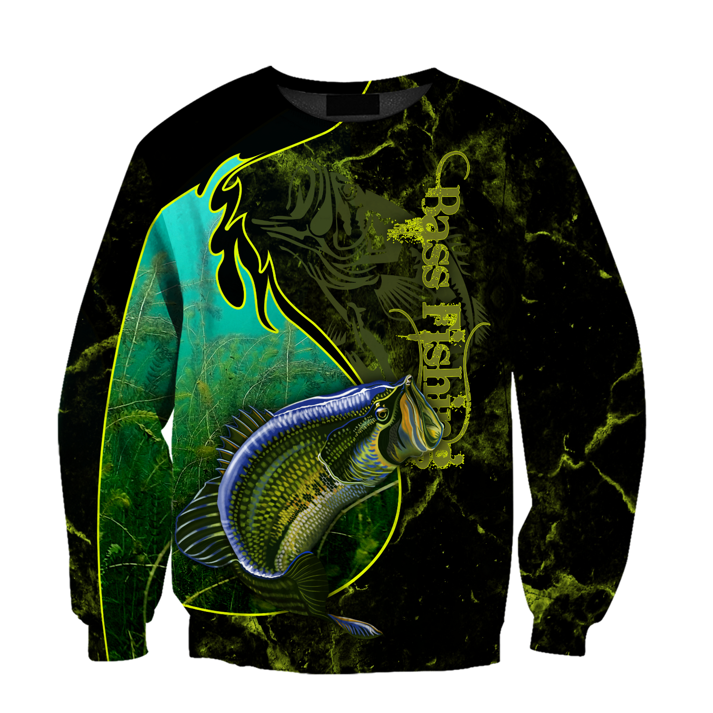 Bass fishing underwater Yinyang camo 3d print shirts