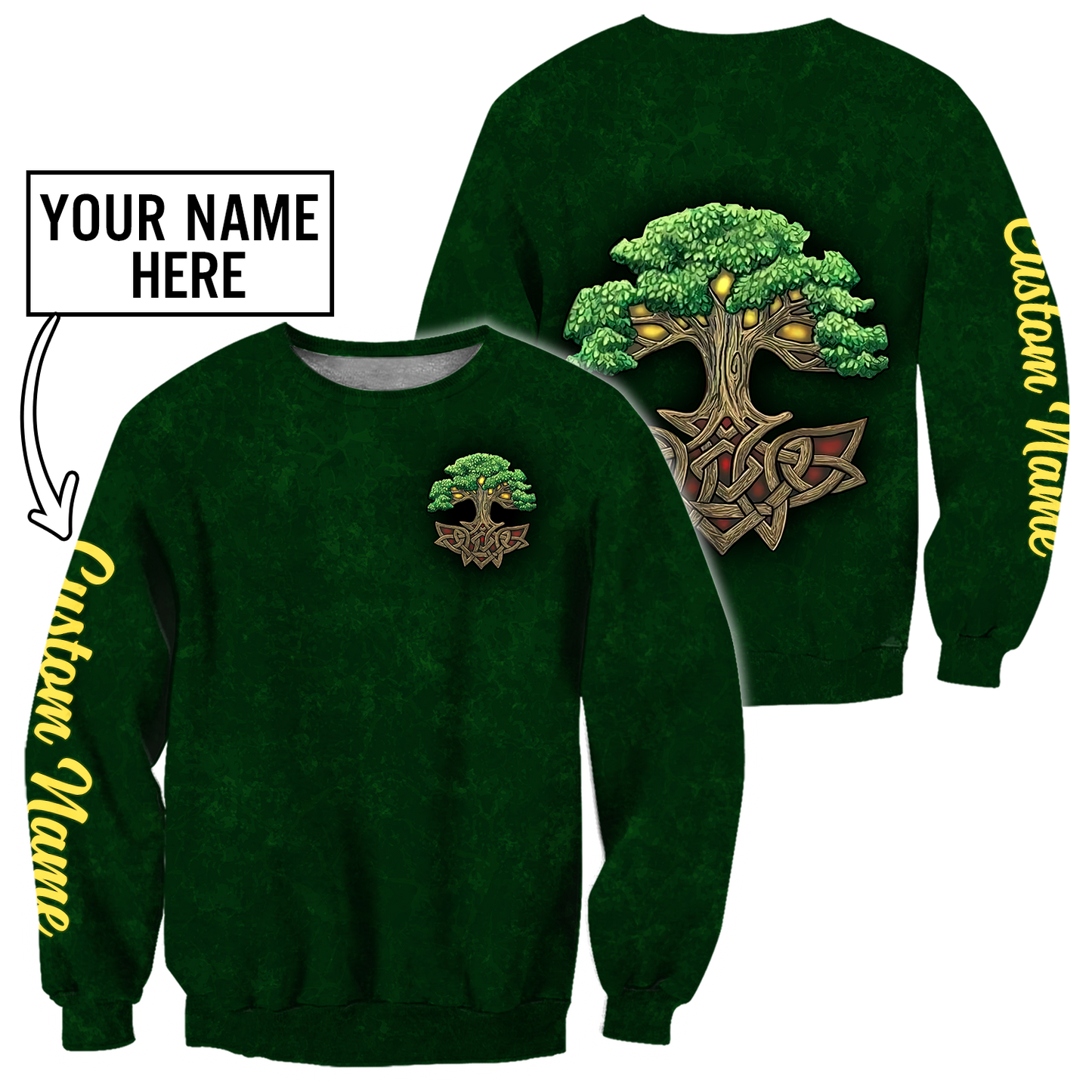 Irish tree of life St.Patrick day 3d hoodie shirt for men and women custom name