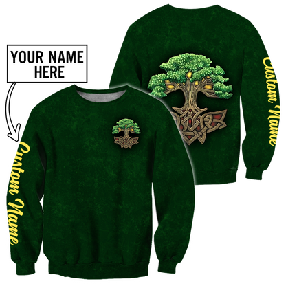 Irish tree of life St.Patrick day 3d hoodie shirt for men and women custom name