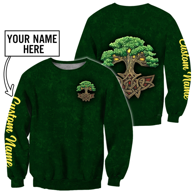 Irish tree of life St.Patrick day 3d hoodie shirt for men and women custom name