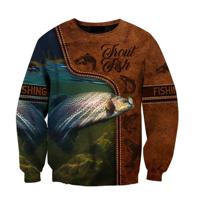 Trout Fishing water camo Cosplay leather 3D print shirts