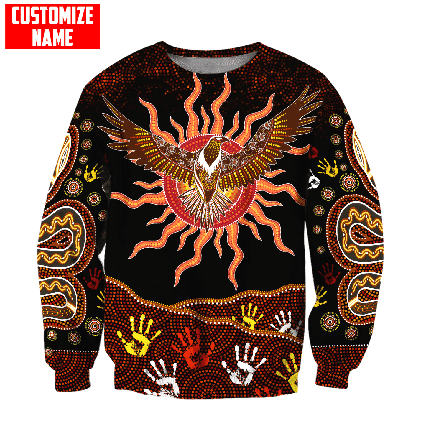 Aboriginal Wedge tailed Eagle Custom name 3D printed winter shirts