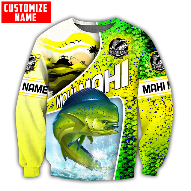 Custom name Mahi-mahi fishing scales design 3d print shirts