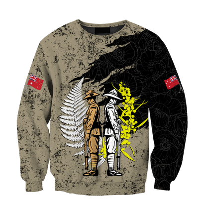 Anzac day in my heart Australia and Kiwi Veteran 3D print shirt