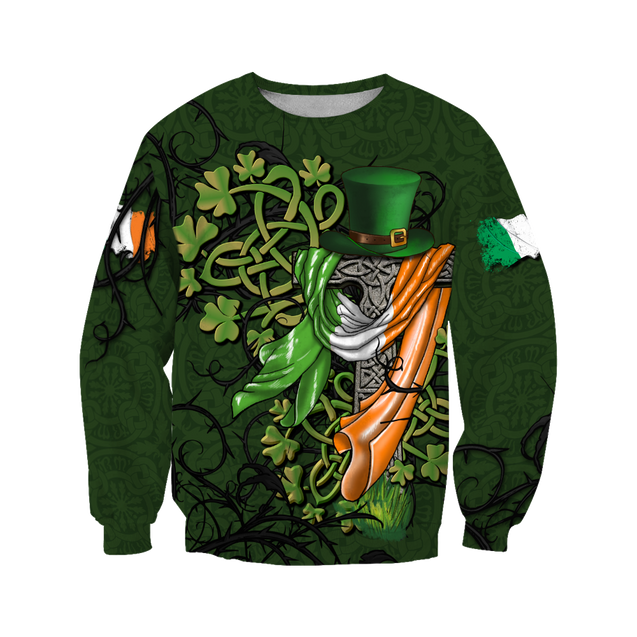 Premium Unisex Hoodie Irish St.Patrick Celtic Cross And Ireland Flag ML