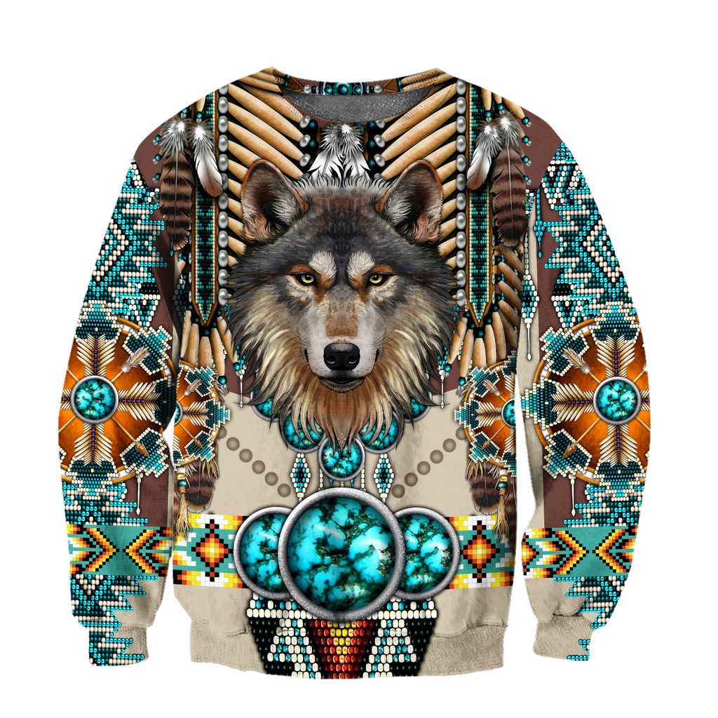 Premium Wolf Native American 3D All Over Printed Unisex Shirts