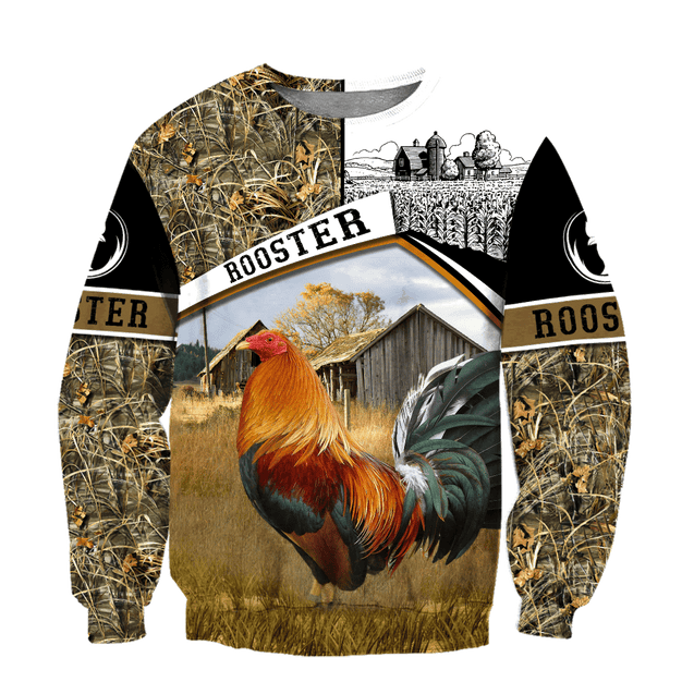 Rooster 3D All Over Printed Unisex Deluxe Hoodie ML