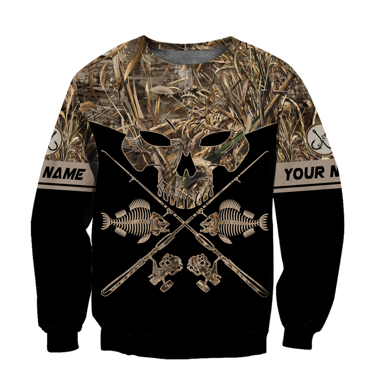 Skull Head Fishing Camo 3D design print shirts