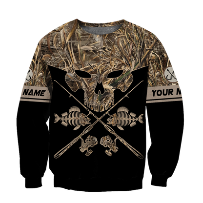 Skull Head Fishing Camo 3D design print shirts