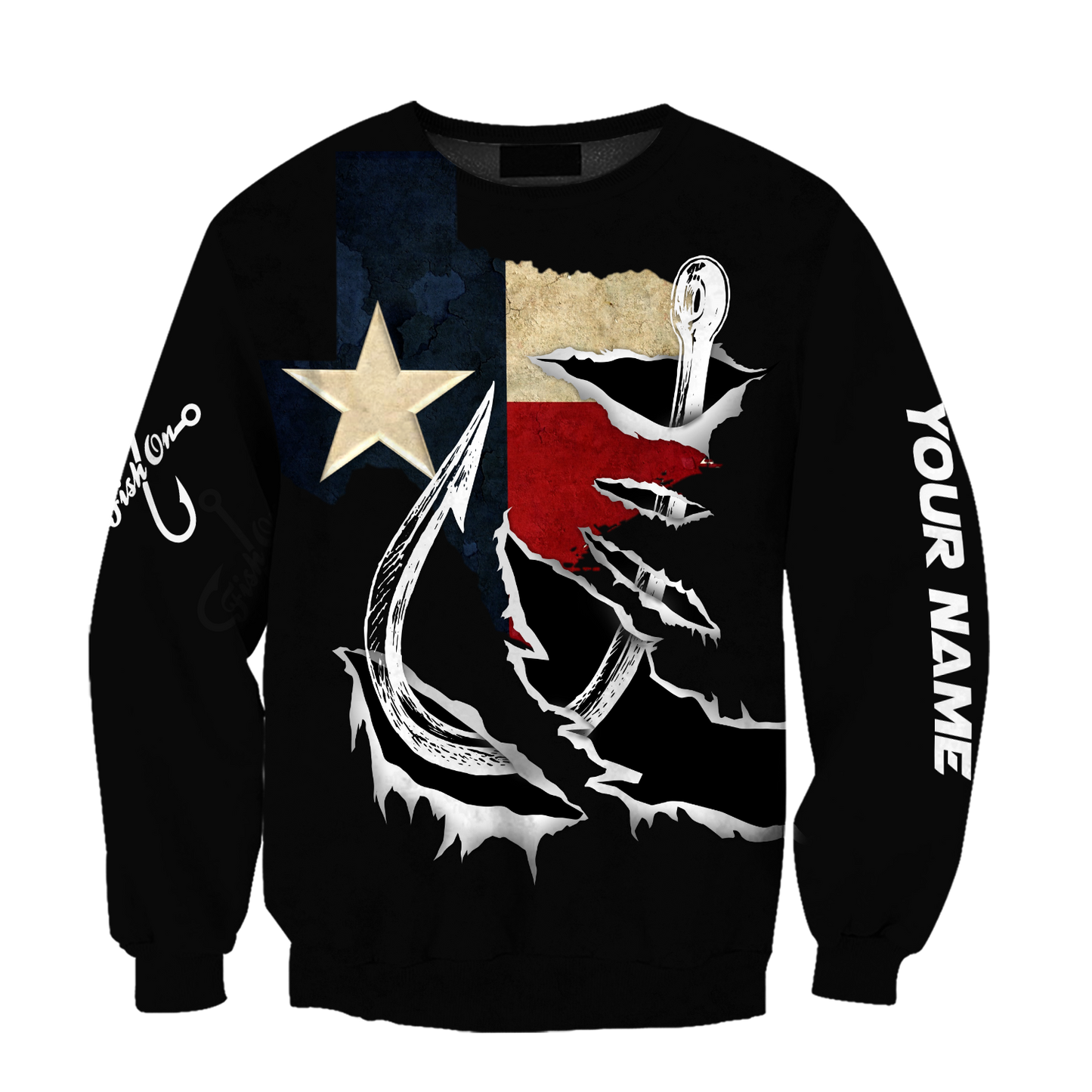Custom name Hooked on fishing Texas design 3d print shirts