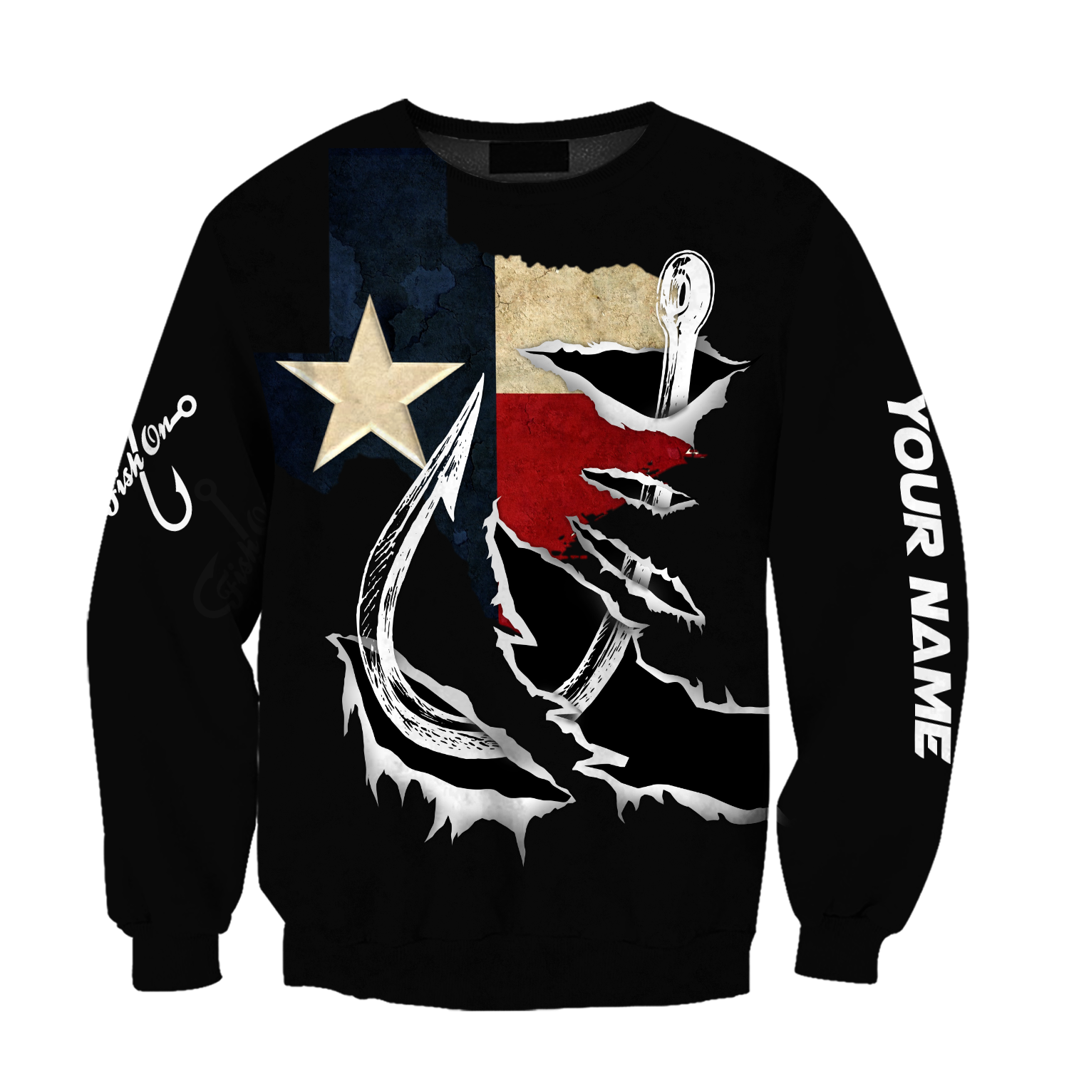 Custom name Hooked on fishing Texas design 3d print shirts
