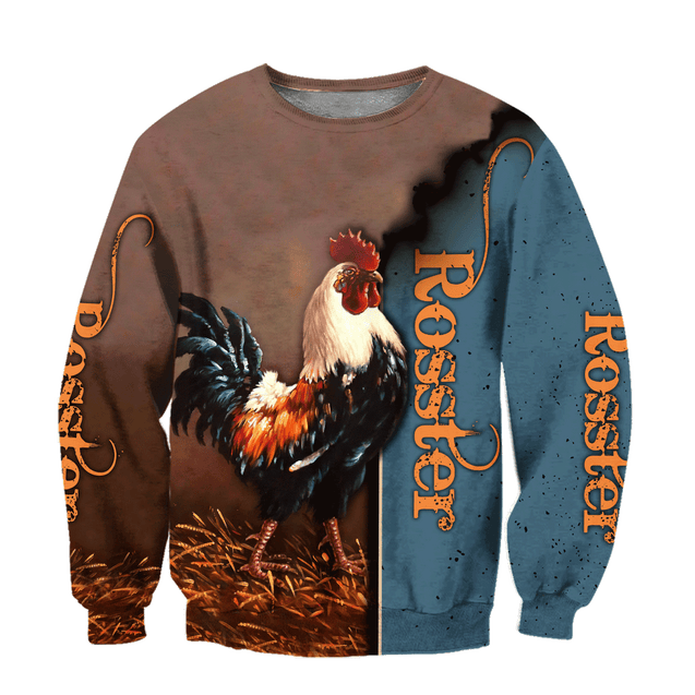 Rooster 3D All Over Printed Unisex Deluxe Hoodie ML