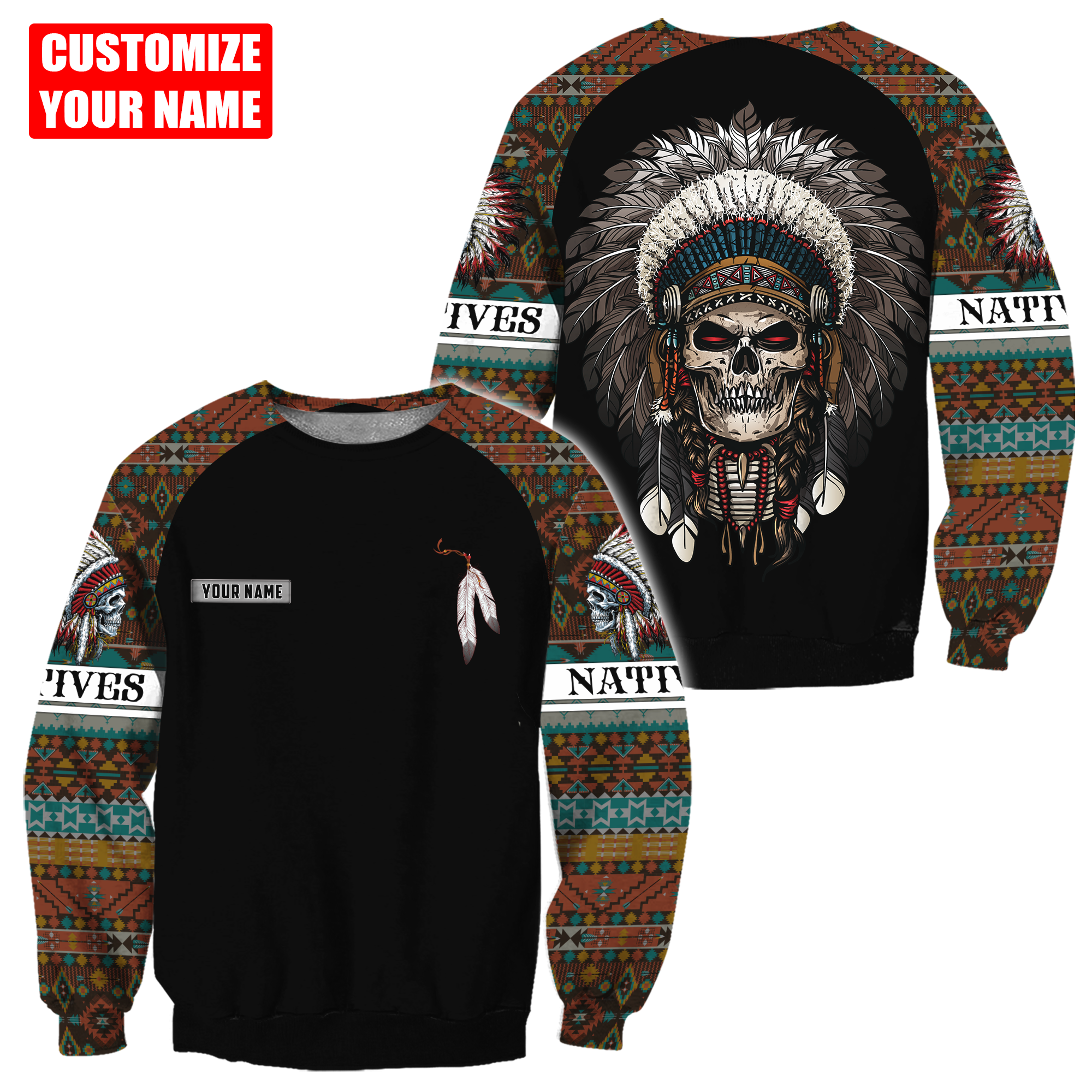 Customized name Native American 3D All Over Printed Unisex Shirts