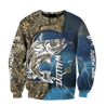 Custom name Walleye fishing gear blue 3D Design print shirts