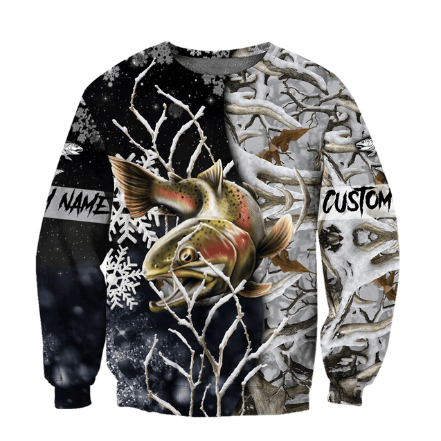 Custom name Trout-Salmon Fishing Ice Fishing 3D painting printed shirts