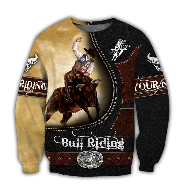 Personalized Name Bull Riding 3D All Over Printed Unisex Shirts Yellow Ver2