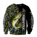 Fishaholic Bass Fishing camo unisex 3d all over printed shirts