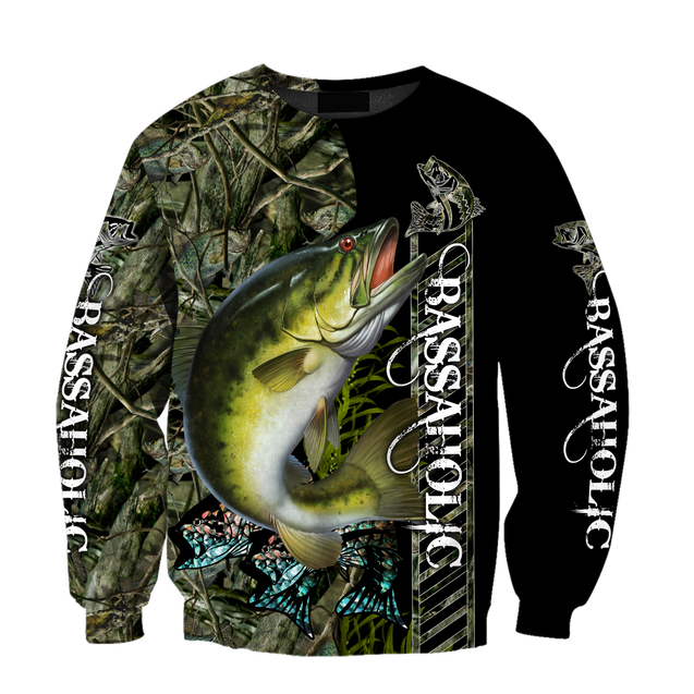 Fishaholic Bass Fishing camo unisex 3d all over printed shirts