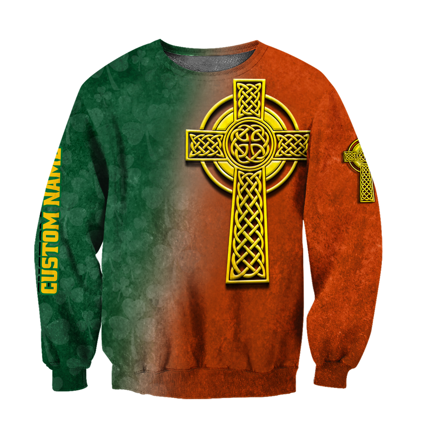Irish St.Patrick cross 3d hoodie shirt for men and women custom name