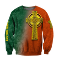 Irish St.Patrick cross 3d hoodie shirt for men and women custom name